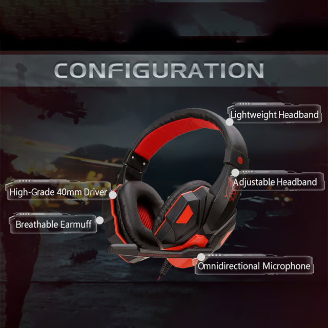 Wired Gaming Headset, Smartphone, Adjustable, Noise Cancelling Microphone