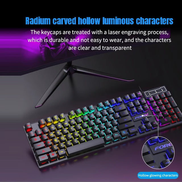 Mechanical Feel Keyboard, RGB Color Gaming USB Wired Keyboard, Standard Keyboard for Laptop & Computer