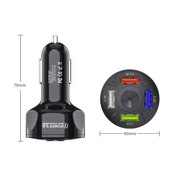 4 Port USB Car Charger Adapter
