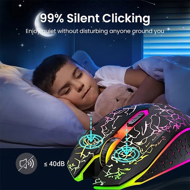 RGB Gaming Mouse, Bluetooth 5.2 Wireless Mouse, Silent Mouse Rechargeable Mouse, DPI Mouse for PC Laptop Macbook