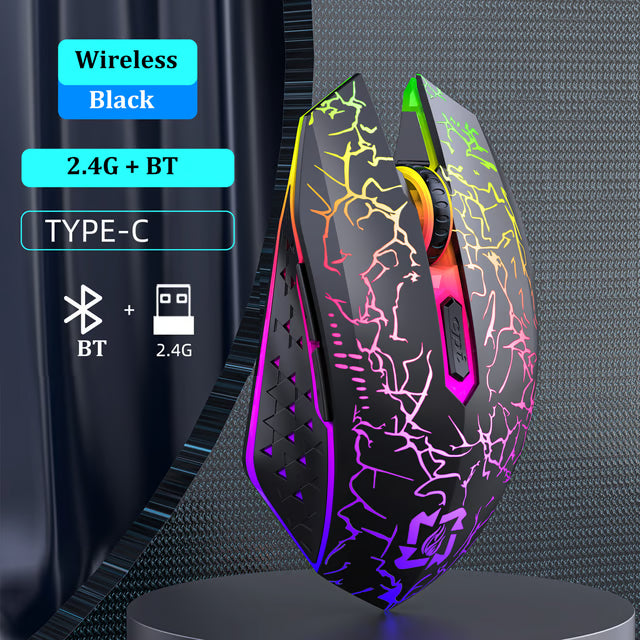 RGB Gaming Mouse, Bluetooth 5.2 Wireless Mouse, Silent Mouse Rechargeable Mouse, DPI Mouse for PC Laptop Macbook