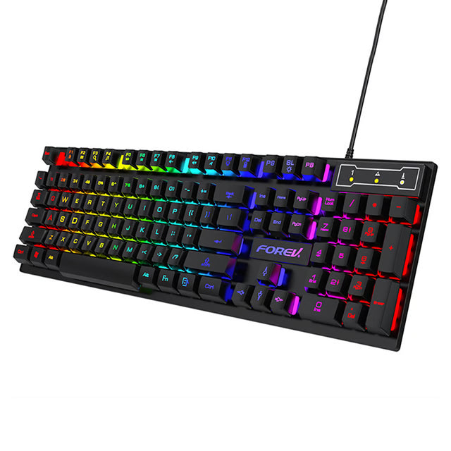 Mechanical Feel Keyboard, RGB Color Gaming USB Wired Keyboard, Standard Keyboard for Laptop & Computer