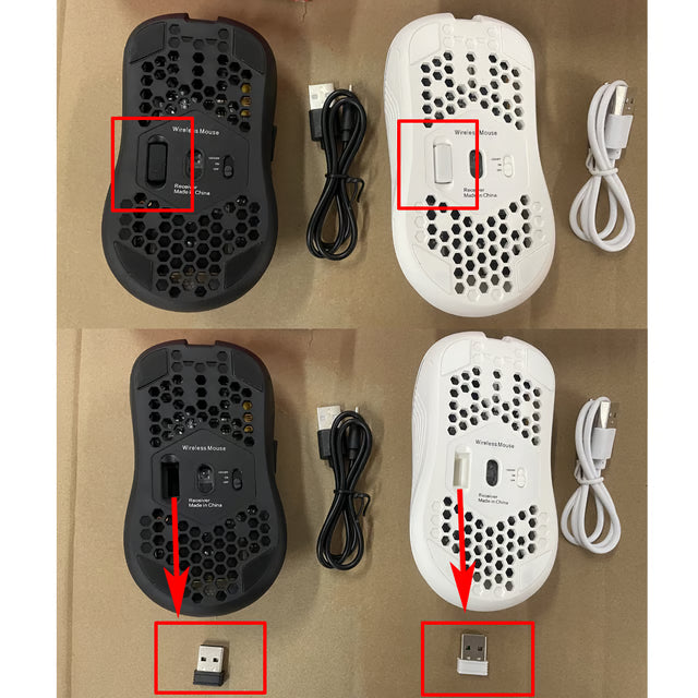 Gaming Mouse, Wireless RGB Backlit Mouse, Ergonomic 6 Button, Type C Rechargeable in Honeycomb Design